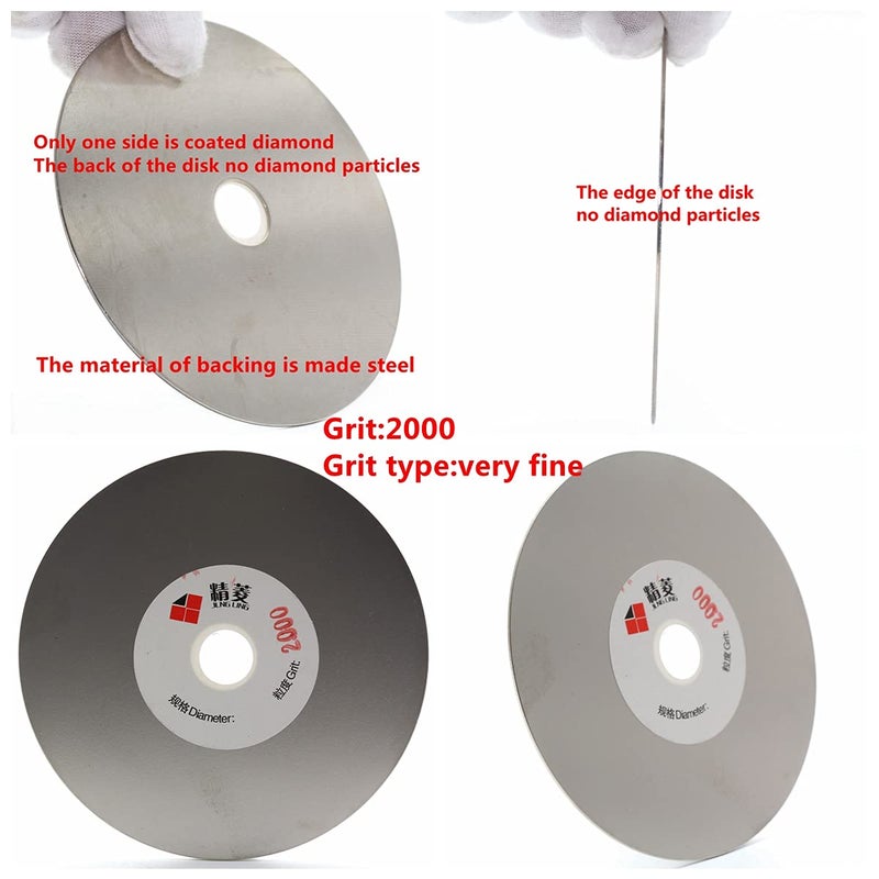 Jingling 4" inch 100mm Diamond Flat Lap Disc Coated Grinding Disk Grit 2000 Fine - Image 2